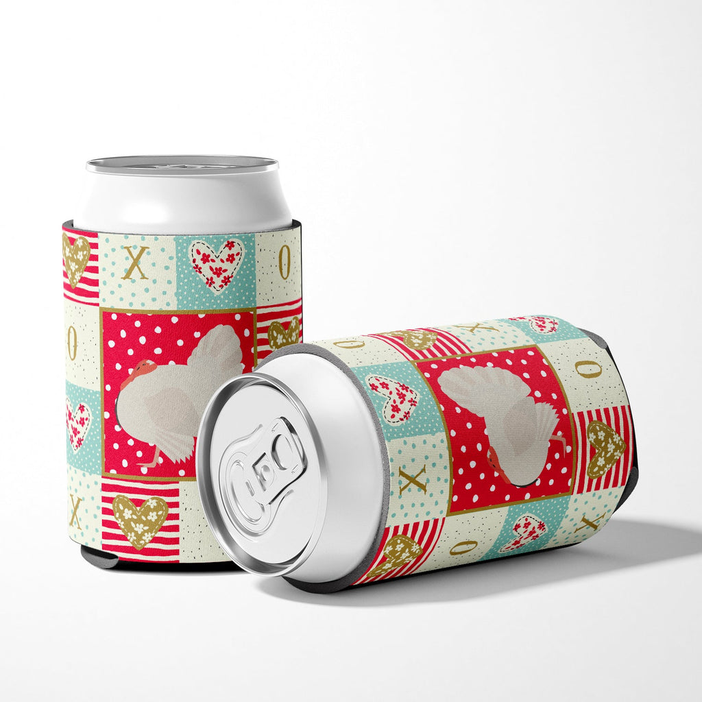 White Holland Turkey Love Can or Bottle Hugger Cooler Sleeve for Standard 12 oz Cans, Insulated Foam Beer & Soda Can Hugger Reusable
