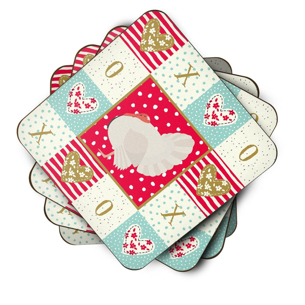 White Holland Turkey Love Foam Coasters Set of 4 Cup Coasters for Indoor Outdoor, Tabletop Protection, Anti Slip, Mouse pad Material
