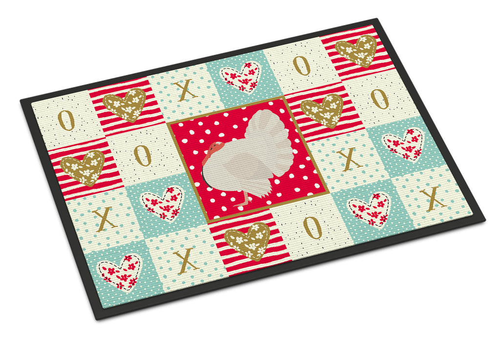 White Holland Turkey Love Doormat Indoor Outdoor 18H X 27W Front Door Mat Rugs for Entryway, Non Slip Washable