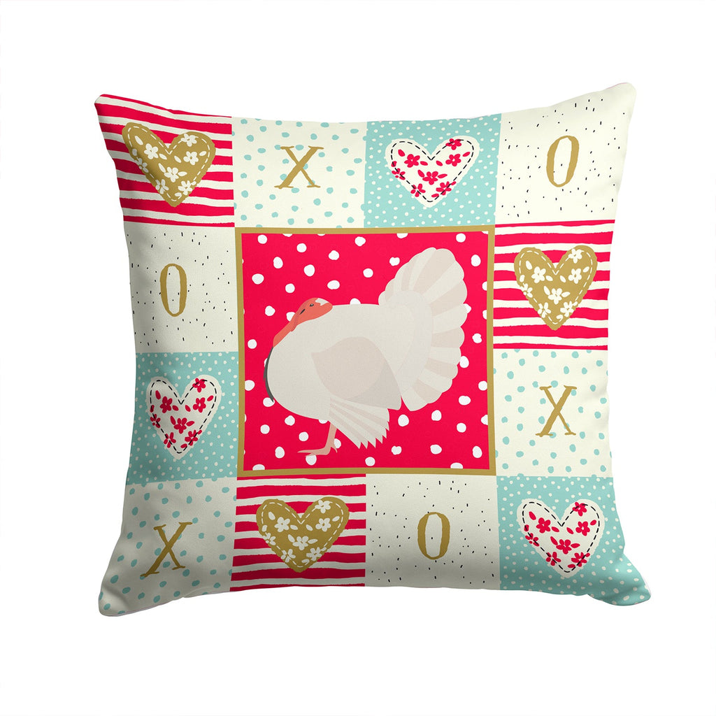 White Holland Turkey Love Decorative Throw Pillow 14x14 Indoor Outdoor Accent Cushion, Fabric Cover with Insert for Sofa, Bed, Porch & Living Room