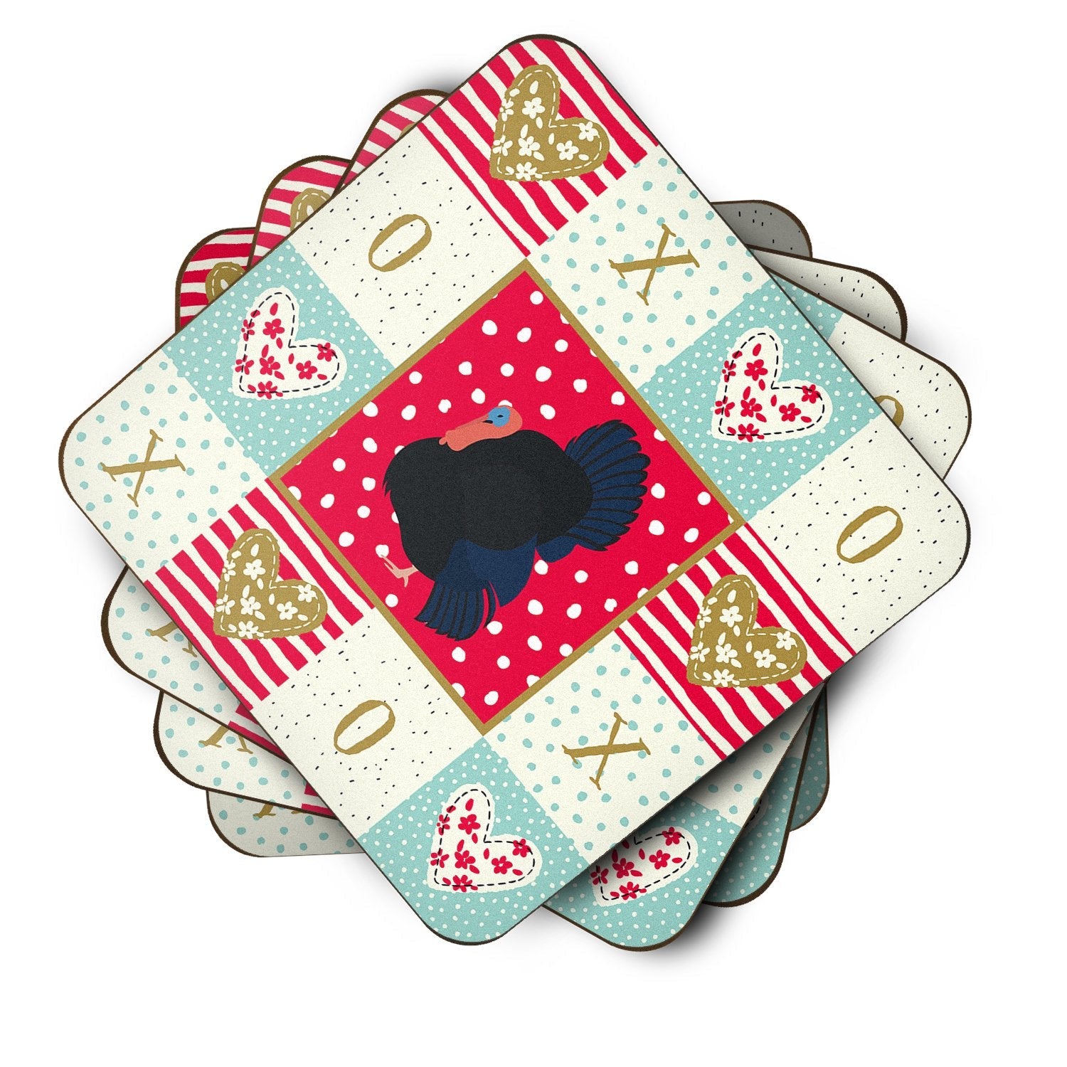 Norfolk Black Turkey Love Foam Coasters Set of 4 Cup Coasters for Indoor Outdoor, Tabletop Protection, Anti Slip, Mouse pad Material