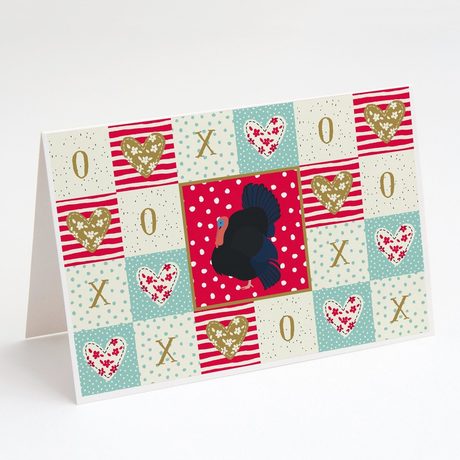 Norfolk Black Turkey Love Greeting Cards Pack of 8 Blank Cards with Envelopes Whimsical A7 Size 5x7