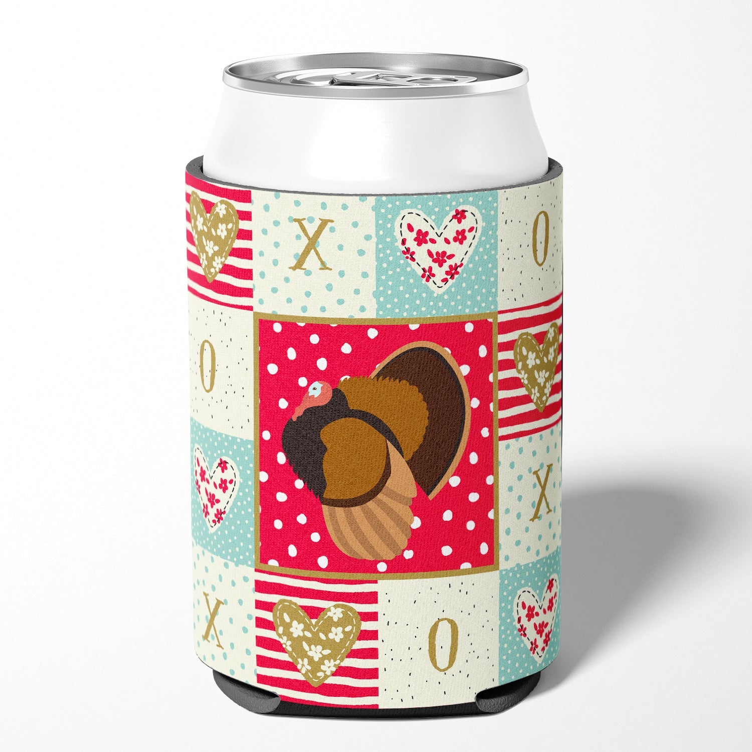 Bronze Turkey Love Can or Bottle Hugger Cooler Sleeve for Standard 12 oz Cans, Insulated Foam Beer & Soda Can Hugger Reusable