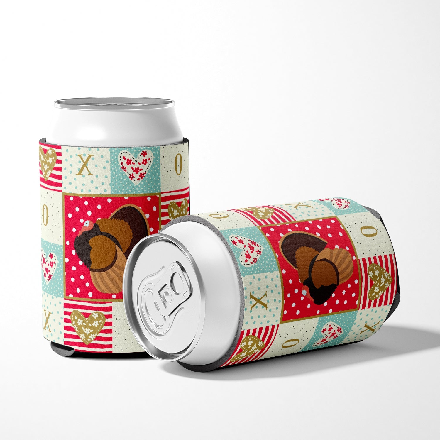 Bronze Turkey Love Can or Bottle Hugger Cooler Sleeve for Standard 12 oz Cans, Insulated Foam Beer & Soda Can Hugger Reusable