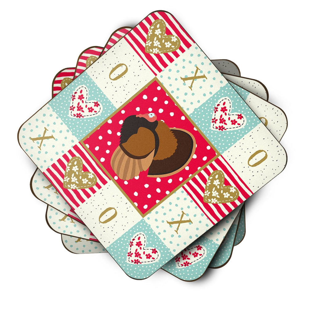Bronze Turkey Love Foam Coasters Set of 4 Cup Coasters for Indoor Outdoor, Tabletop Protection, Anti Slip, Mouse pad Material