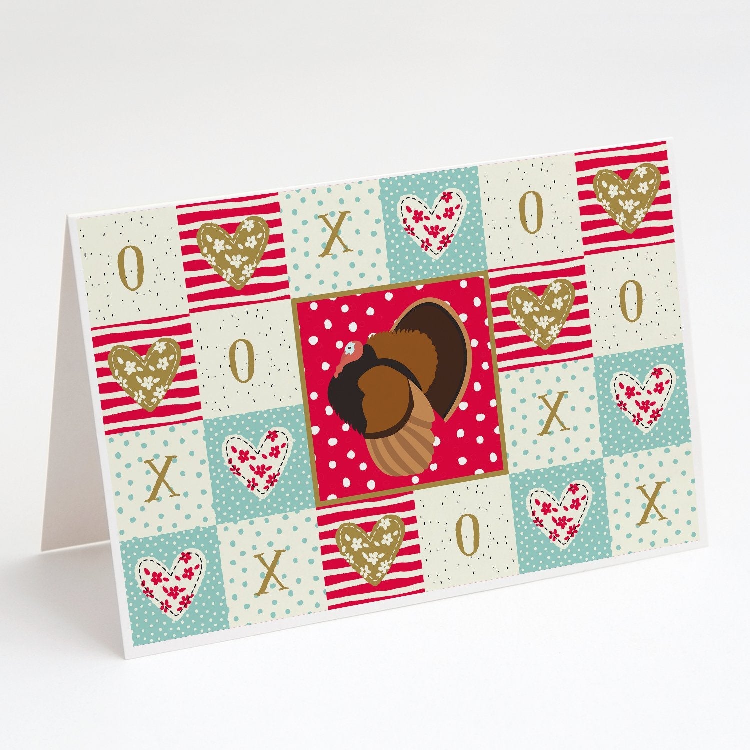 Bronze Turkey Love Greeting Cards Pack of 8 Blank Cards with Envelopes Whimsical A7 Size 5x7