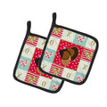 Bronze Turkey Love Pot Holder Set of 2 Heat Resistant Quilted Hot Pads 7.5 x 7.5 Inch, Insulated Kitchen Trivets for Cooking & Baking