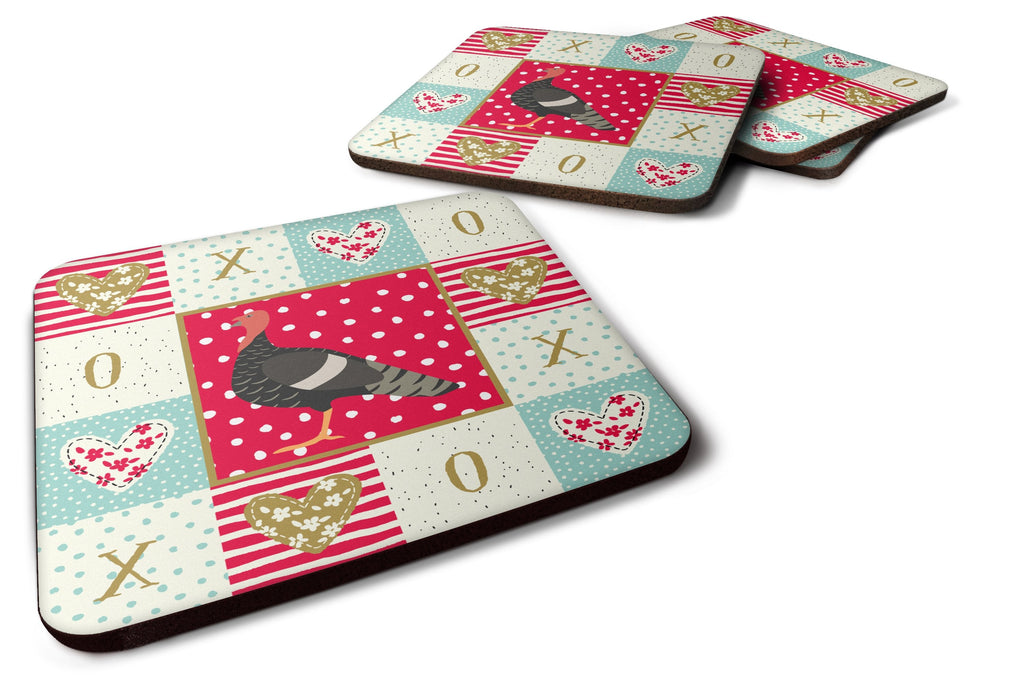 Marragansett Turkey Love Foam Coasters Set of 4 Cup Coasters for Indoor Outdoor, Tabletop Protection, Anti Slip, Mouse pad Material