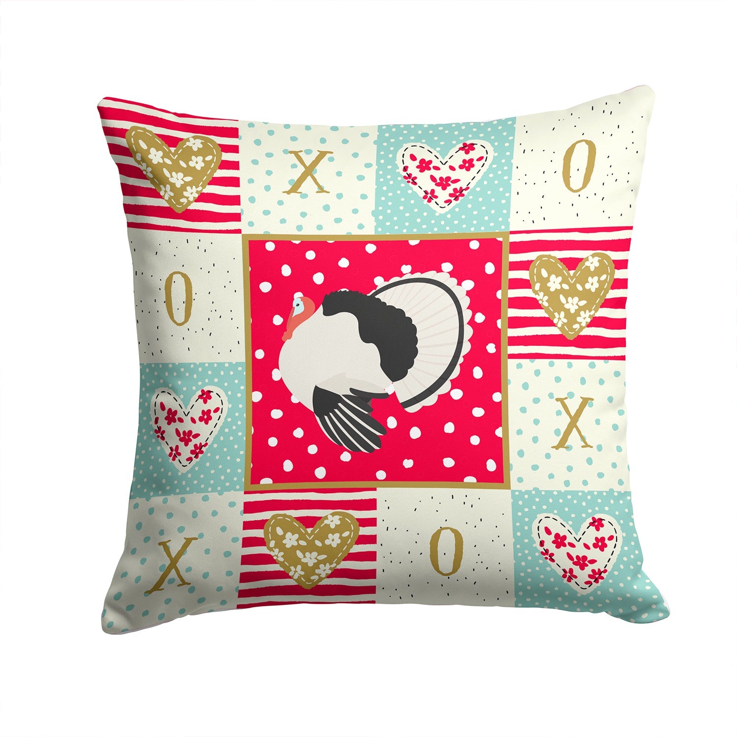 Royal Palm Turkey Love Decorative Throw Pillow 14x14 Indoor Outdoor Accent Cushion, Fabric Cover with Insert for Sofa, Bed, Porch & Living Room