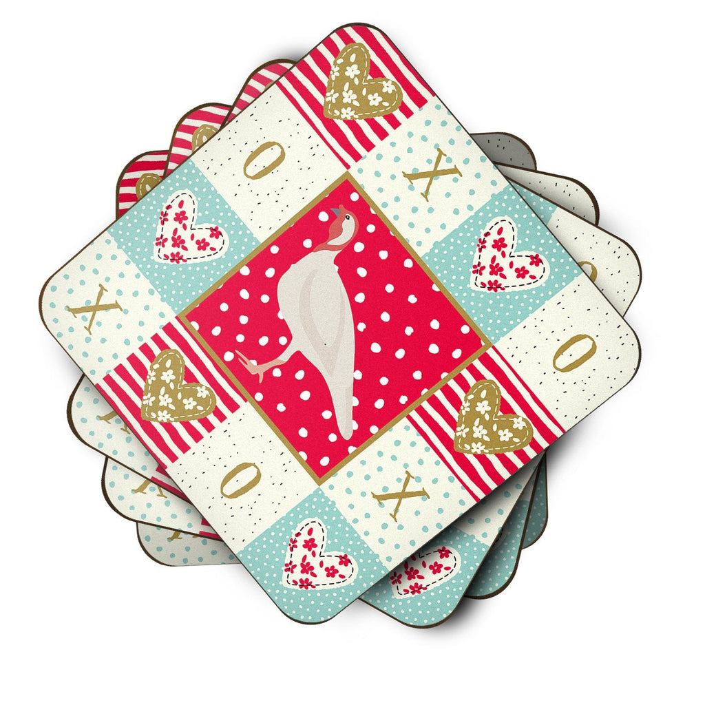 Beltsville Small White Turkey Hen Love Foam Coasters Set of 4 Cup Coasters for Indoor Outdoor, Tabletop Protection, Anti Slip, Mouse pad Material