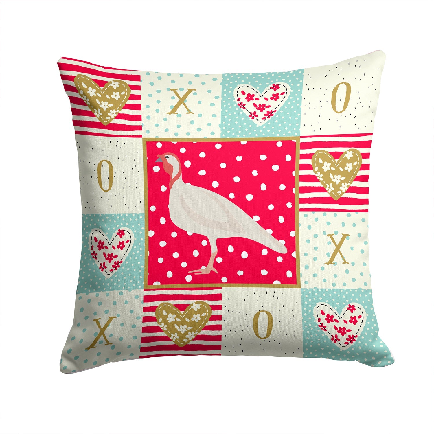 Beltsville Small White Turkey Hen Love Decorative Throw Pillow 14x14 Indoor Outdoor Accent Cushion, Fabric Cover with Insert for Sofa, Bed, Porch & Living Room