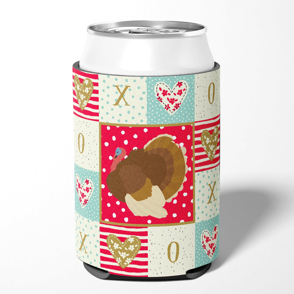 French Turkey Dindon Love Can or Bottle Hugger Cooler Sleeve for Standard 12 oz Cans, Insulated Foam Beer & Soda Can Hugger Reusable