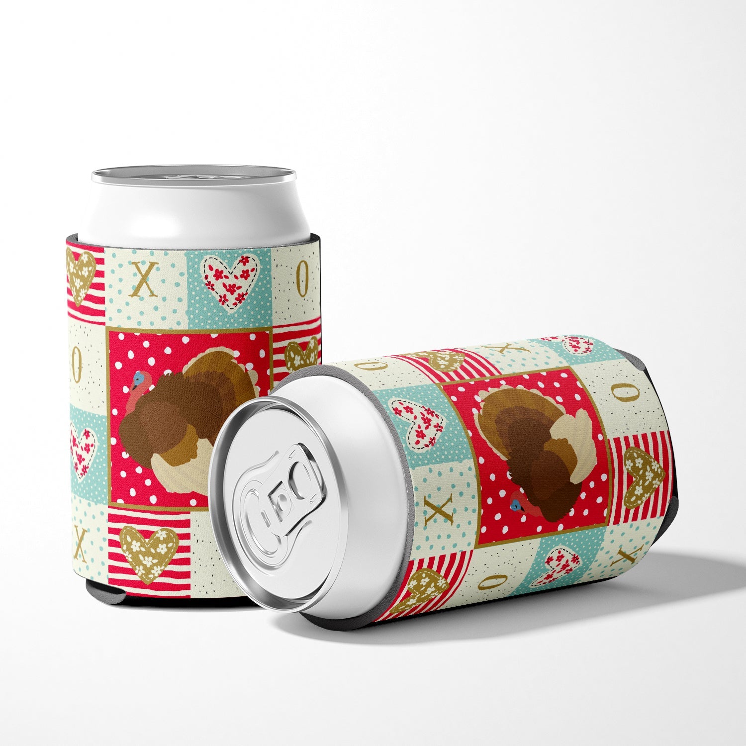 French Turkey Dindon Love Can or Bottle Hugger Cooler Sleeve for Standard 12 oz Cans, Insulated Foam Beer & Soda Can Hugger Reusable