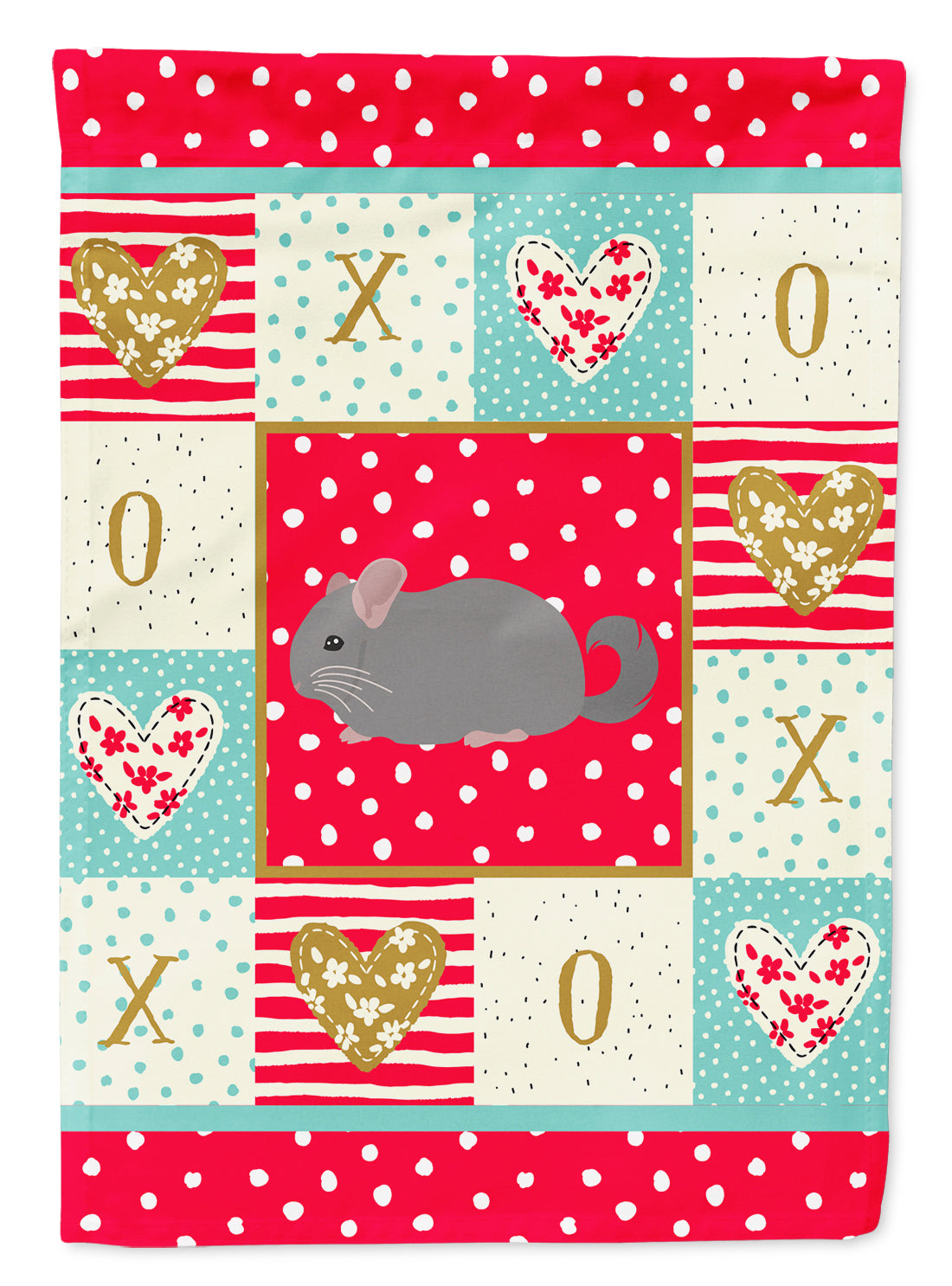 Agouti Chinchilla Love House Flag 28x40 Porch Sleeve Pole Decorative Outside Yard Banner Artwork Wall Hanging, Polyester