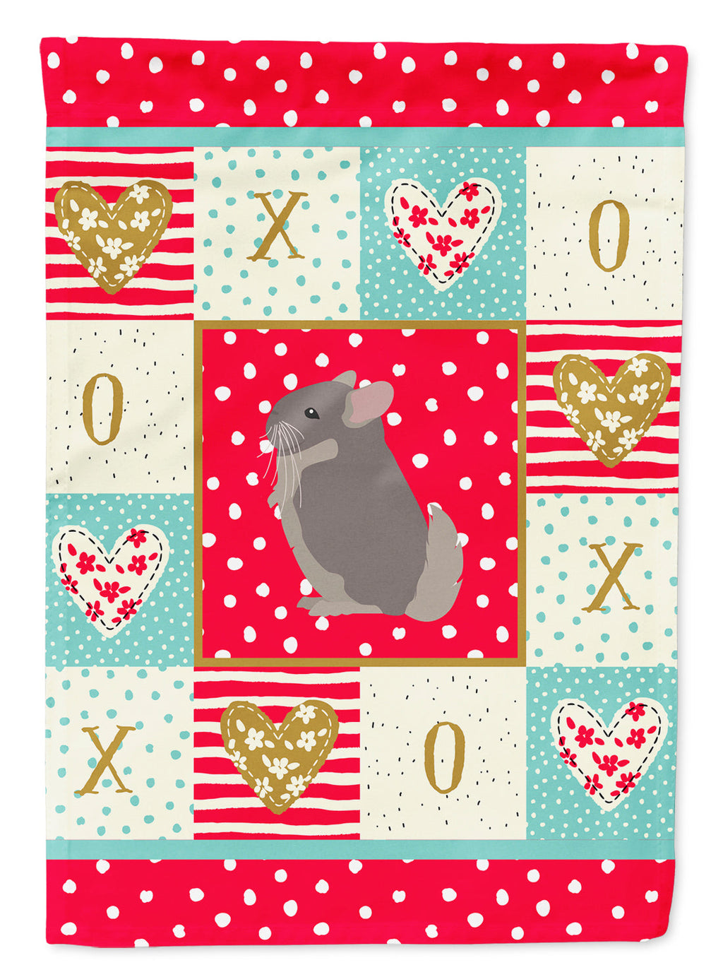 Beige Wellman Chinchilla Love House Flag 28x40 Porch Sleeve Pole Decorative Outside Yard Banner Artwork Wall Hanging, Polyester