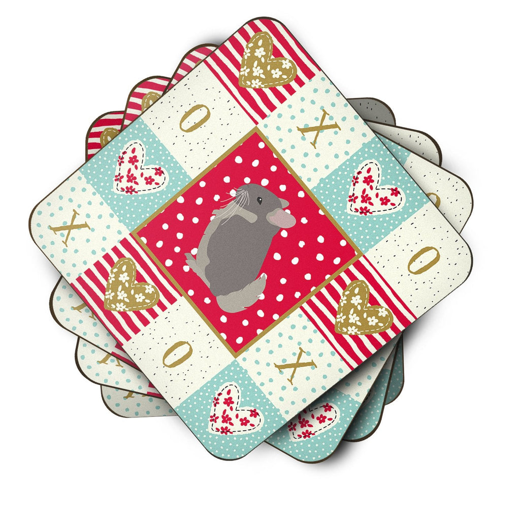 Beige Wellman Chinchilla Love Foam Coasters Set of 4 Cup Coasters for Indoor Outdoor, Tabletop Protection, Anti Slip, Mouse pad Material
