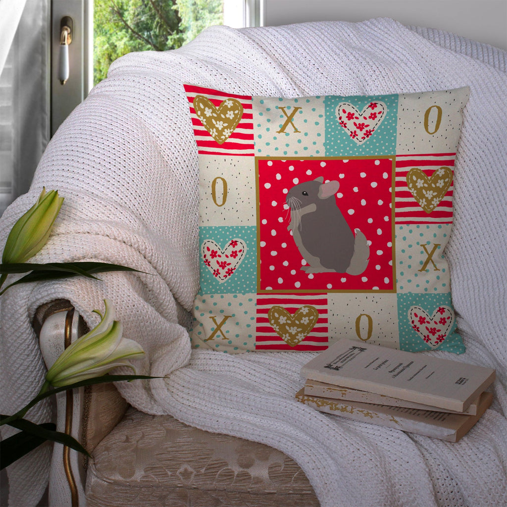 Beige Wellman Chinchilla Love Decorative Throw Pillow 14x14 Indoor Outdoor Accent Cushion, Fabric Cover with Insert for Sofa, Bed, Porch & Living Room