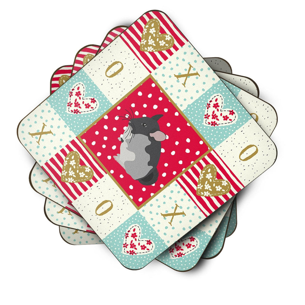 Black Velvet Chinchilla Love Foam Coasters Set of 4 Cup Coasters for Indoor Outdoor, Tabletop Protection, Anti Slip, Mouse pad Material