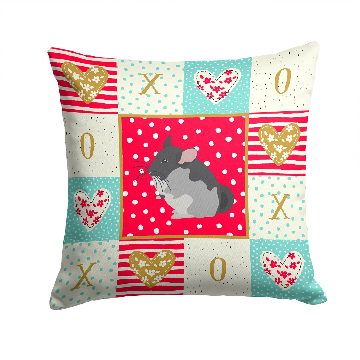 Black Velvet Chinchilla Love Decorative Throw Pillow 14x14 Indoor Outdoor Accent Cushion, Fabric Cover with Insert for Sofa, Bed, Porch & Living Room