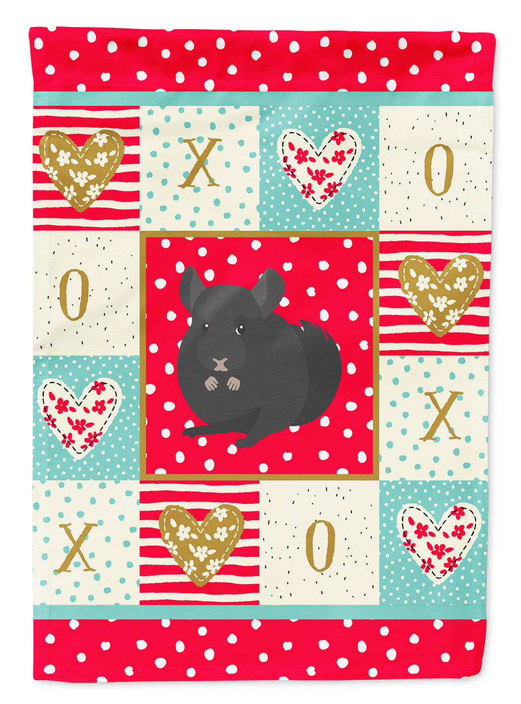 Charcoal Chinchilla Love House Flag 28x40 Porch Sleeve Pole Decorative Outside Yard Banner Artwork Wall Hanging, Polyester
