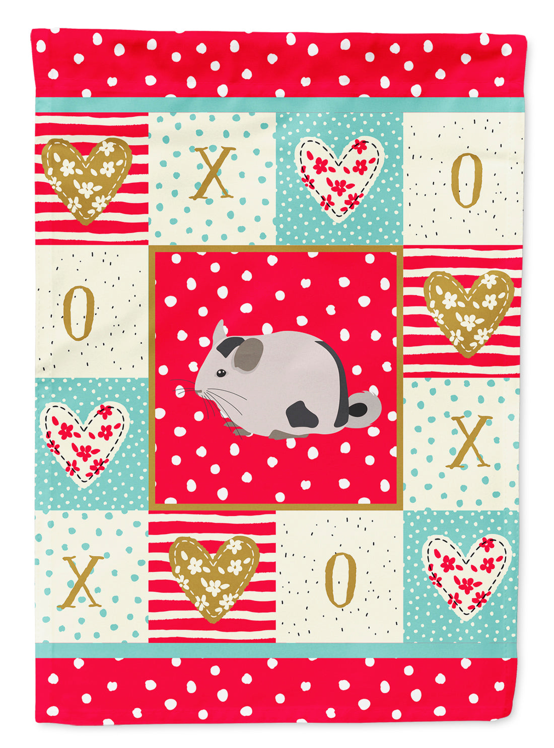 Mosaic Chinchilla Love House Flag 28x40 Porch Sleeve Pole Decorative Outside Yard Banner Artwork Wall Hanging, Polyester