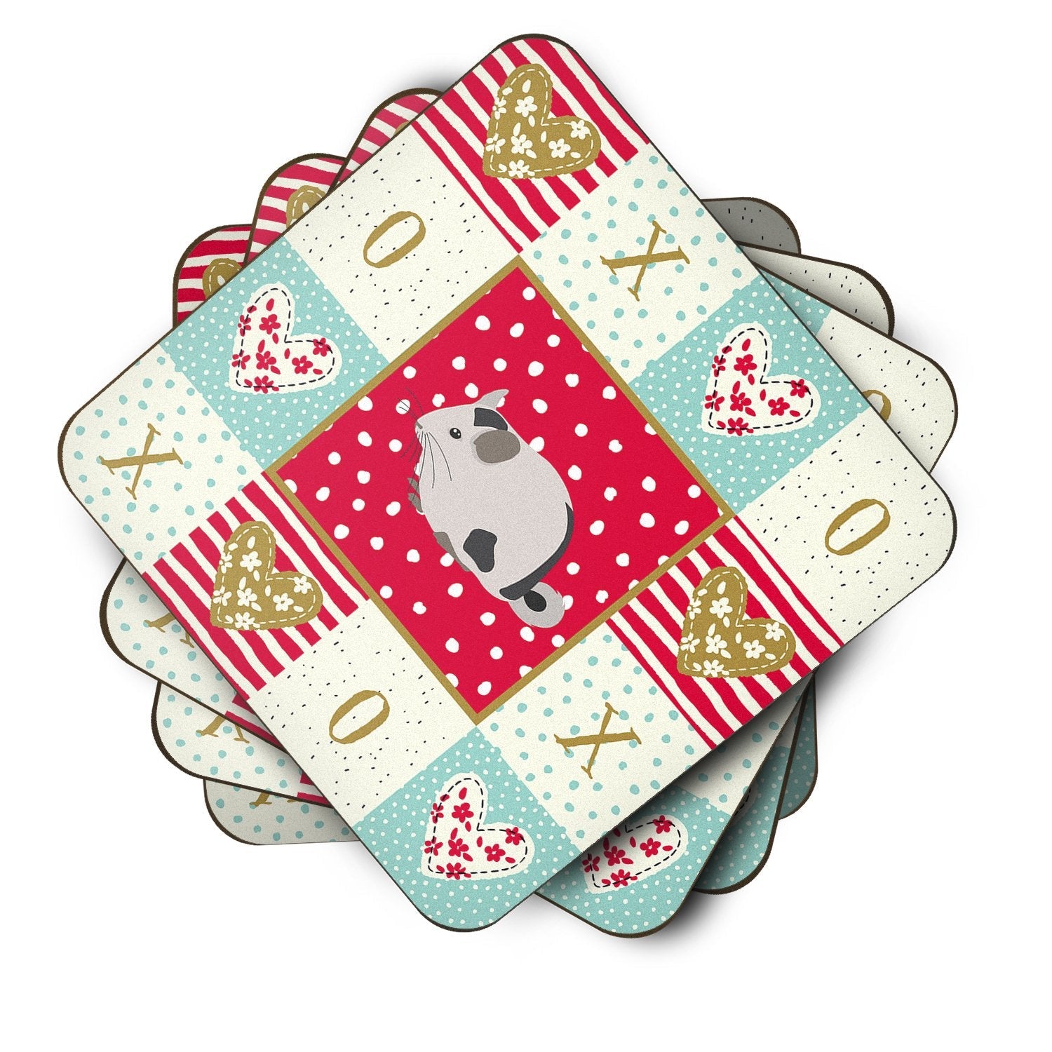 Mosaic Chinchilla Love Foam Coasters Set of 4 Cup Coasters for Indoor Outdoor, Tabletop Protection, Anti Slip, Mouse pad Material