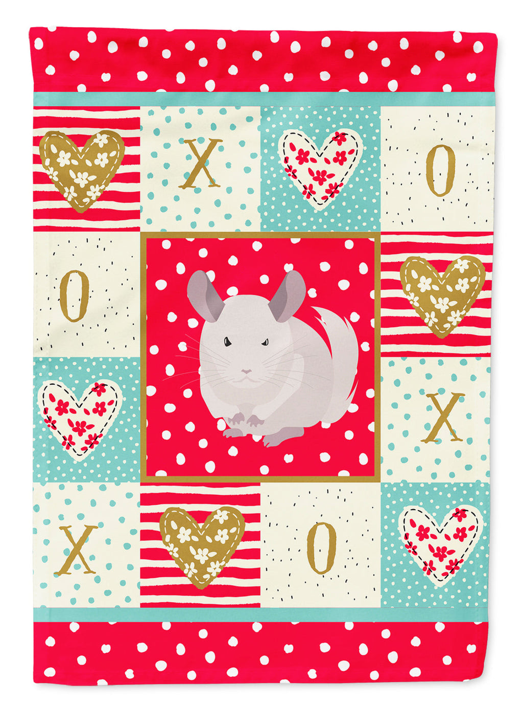 White Dominant Chinchilla Love House Flag 28x40 Porch Sleeve Pole Decorative Outside Yard Banner Artwork Wall Hanging, Polyester