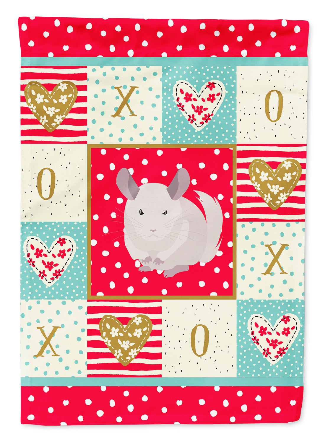 White Dominant Chinchilla Love House Flag 28x40 Porch Sleeve Pole Decorative Outside Yard Banner Artwork Wall Hanging, Polyester