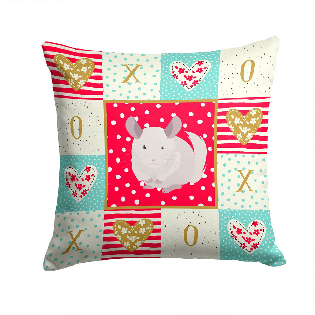 White Dominant Chinchilla Love Decorative Throw Pillow 14x14 Indoor Outdoor Accent Cushion, Fabric Cover with Insert for Sofa, Bed, Porch & Living Room