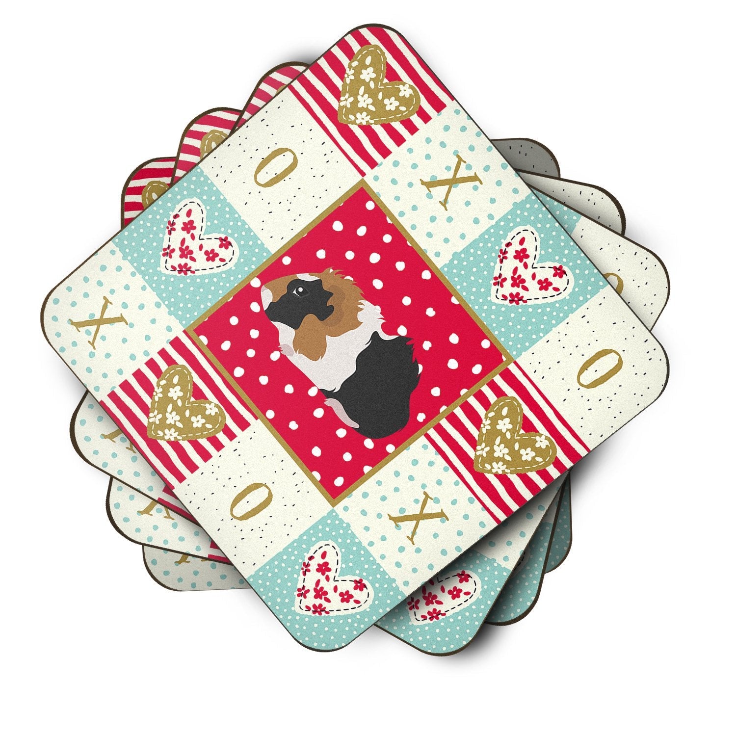 Abyssinian Guinea Pig Love Foam Coasters Set of 4 Cup Coasters for Indoor Outdoor, Tabletop Protection, Anti Slip, Mouse pad Material