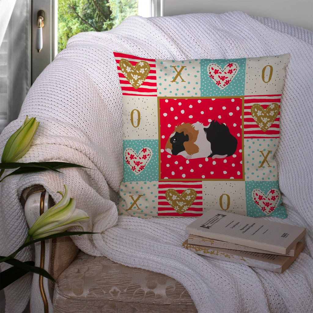 Abyssinian Guinea Pig Love Decorative Throw Pillow 14x14 Indoor Outdoor Accent Cushion, Fabric Cover with Insert for Sofa, Bed, Porch & Living Room