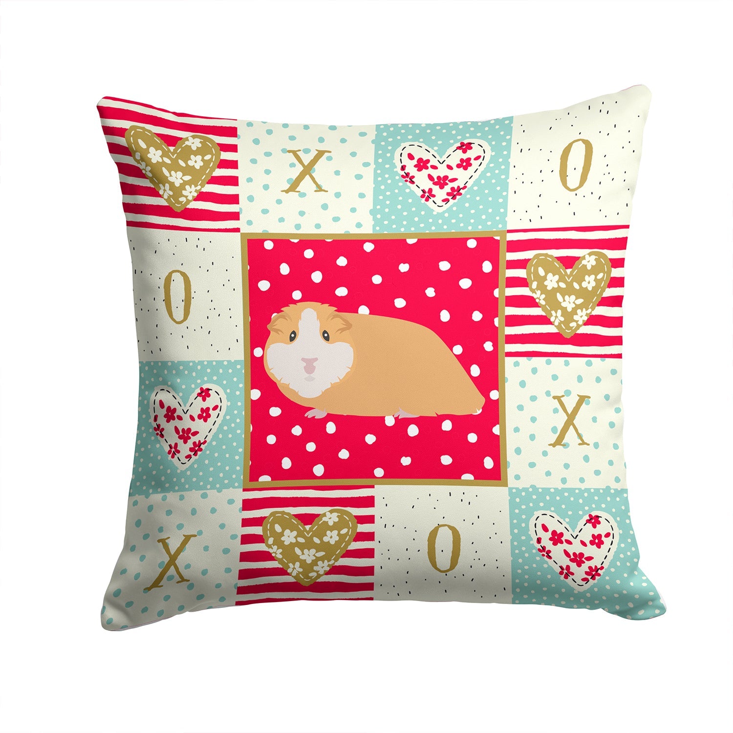 American Guinea Pig Love Decorative Throw Pillow 14x14 Indoor Outdoor Accent Cushion, Fabric Cover with Insert for Sofa, Bed, Porch & Living Room