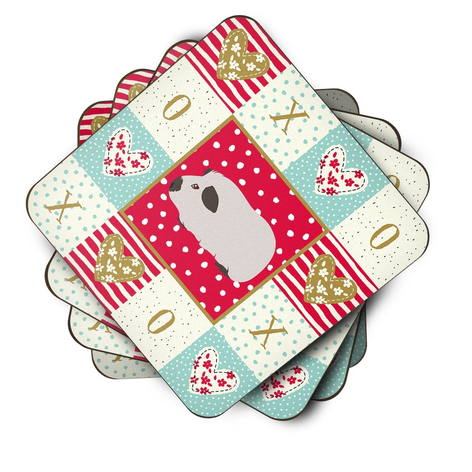 Himalayan Guinea Pig Love Foam Coasters Set of 4 Cup Coasters for Indoor Outdoor, Tabletop Protection, Anti Slip, Mouse pad Material