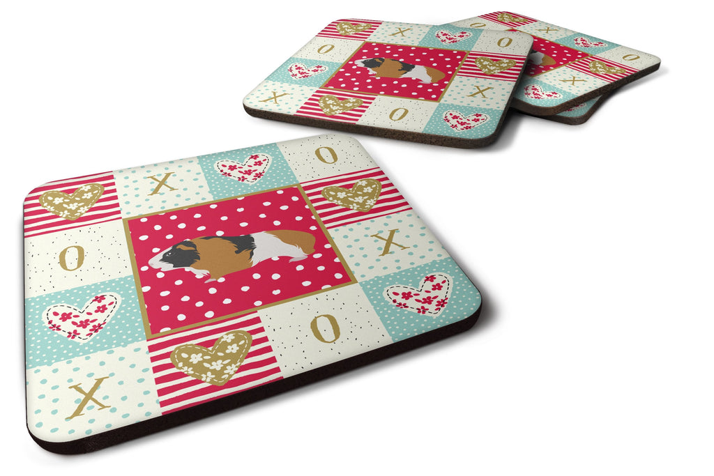 Rex Guinea Pig Love Foam Coasters Set of 4 Cup Coasters for Indoor Outdoor, Tabletop Protection, Anti Slip, Mouse pad Material