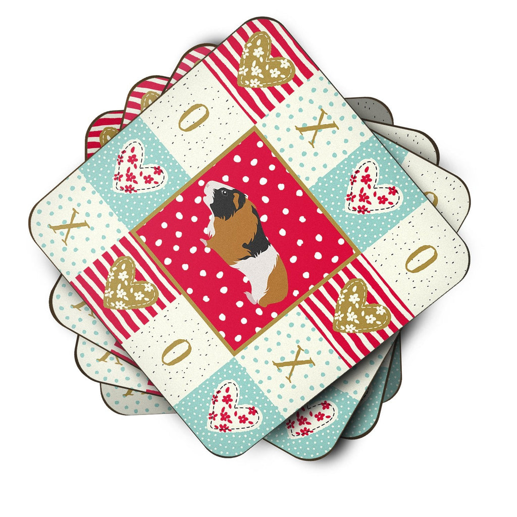 Rex Guinea Pig Love Foam Coasters Set of 4 Cup Coasters for Indoor Outdoor, Tabletop Protection, Anti Slip, Mouse pad Material