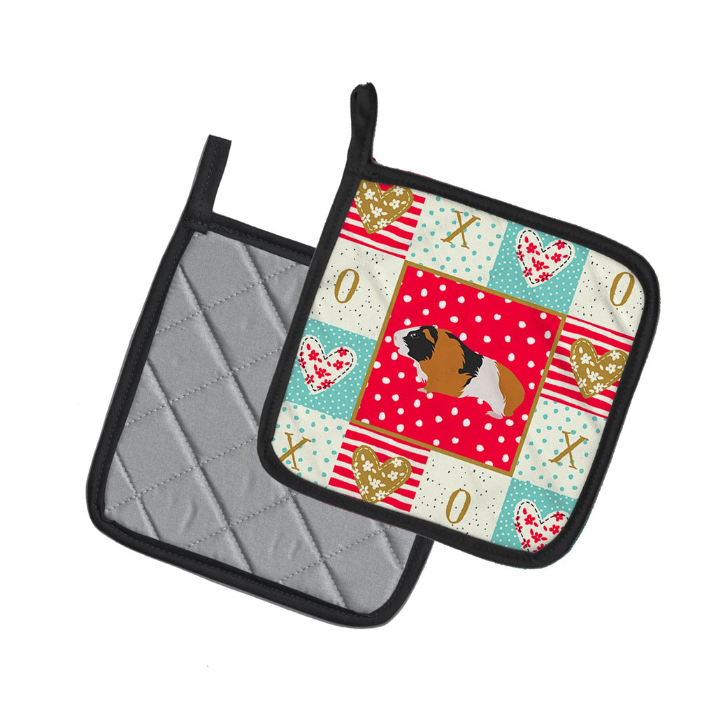 Rex Guinea Pig Love Pot Holder Set of 2 Heat Resistant Quilted Hot Pads 7.5 x 7.5 Inch, Insulated Kitchen Trivets for Cooking & Baking