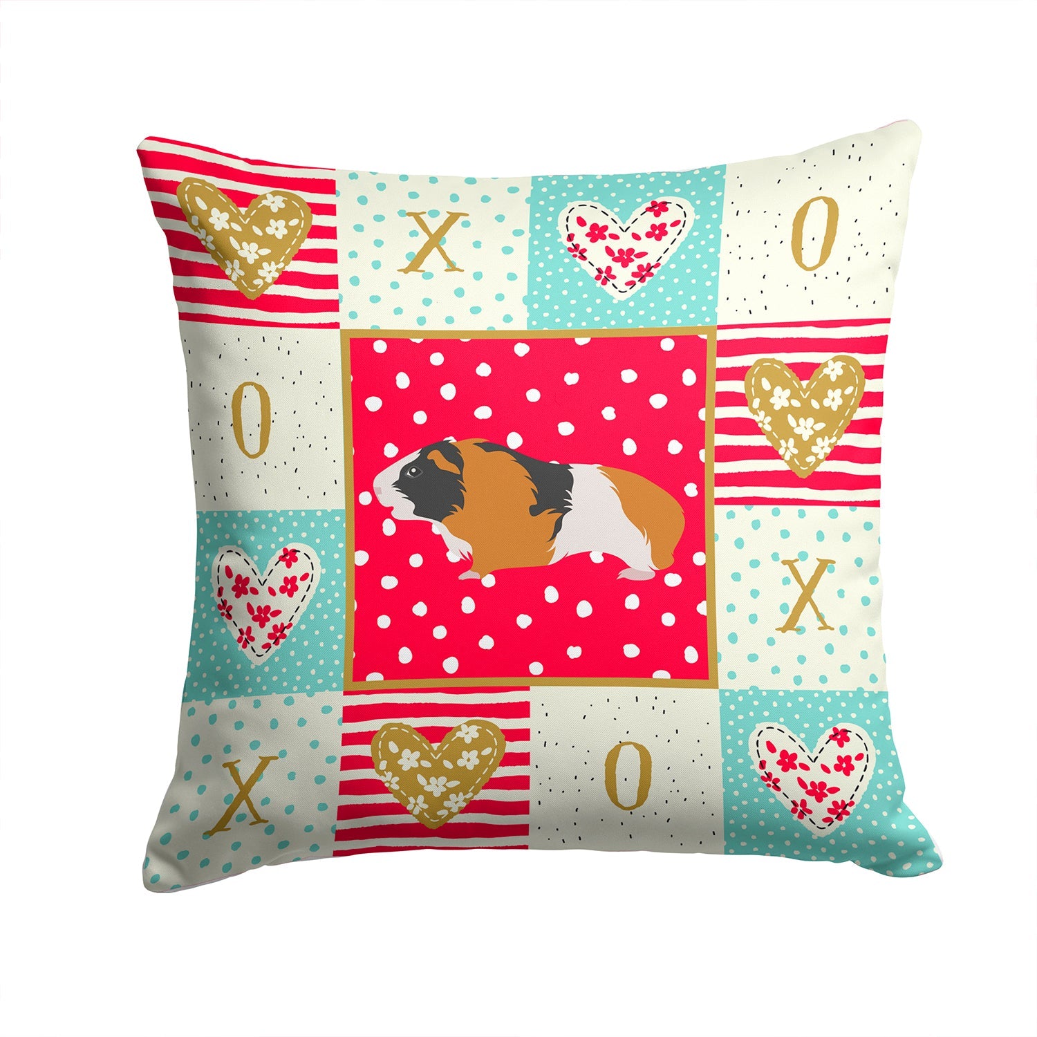 Rex Guinea Pig Love Decorative Throw Pillow 14x14 Indoor Outdoor Accent Cushion, Fabric Cover with Insert for Sofa, Bed, Porch & Living Room