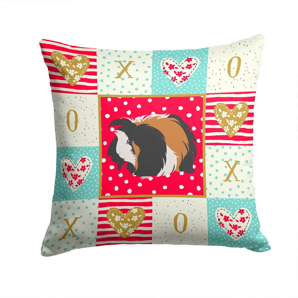 Sheba Guinea Pig Love Decorative Throw Pillow 14x14 Indoor Outdoor Accent Cushion, Fabric Cover with Insert for Sofa, Bed, Porch & Living Room
