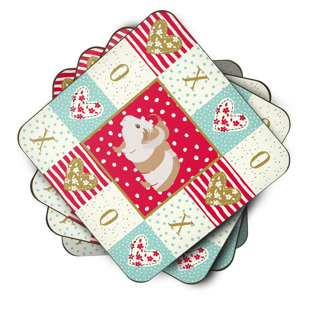 Silkie Guinea Pig Love Foam Coasters Set of 4 Cup Coasters for Indoor Outdoor, Tabletop Protection, Anti Slip, Mouse pad Material