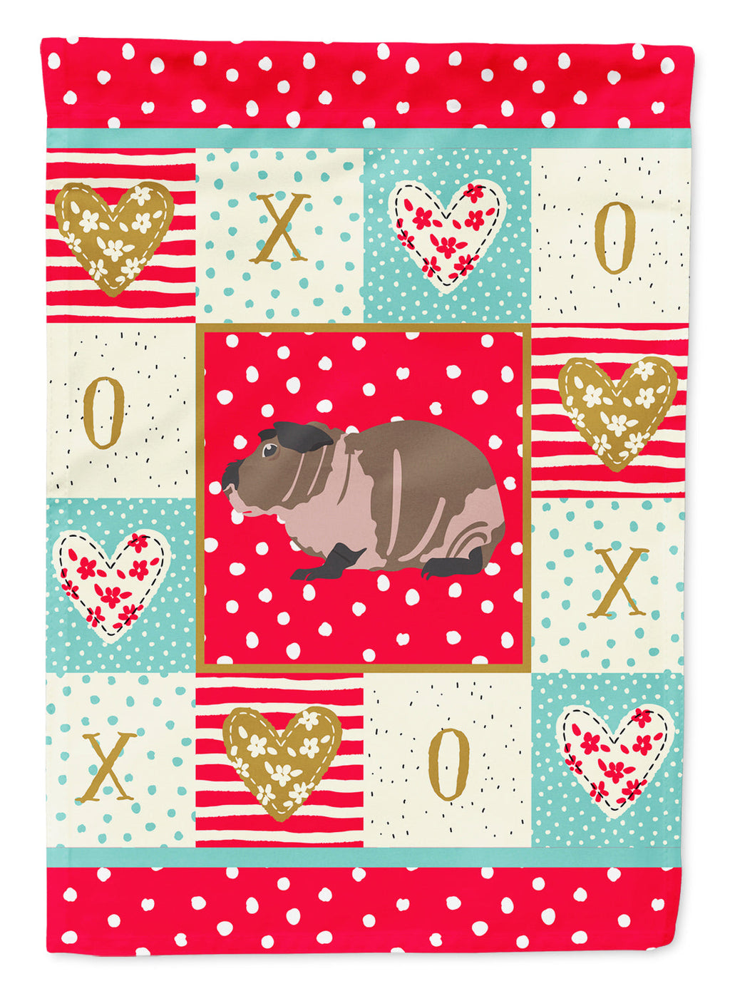 Skinny Guinea Pig Love House Flag 28x40 Porch Sleeve Pole Decorative Outside Yard Banner Artwork Wall Hanging, Polyester