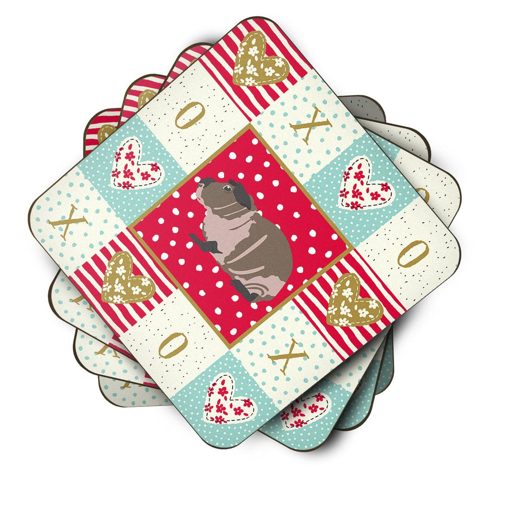 Skinny Guinea Pig Love Foam Coasters Set of 4 Cup Coasters for Indoor Outdoor, Tabletop Protection, Anti Slip, Mouse pad Material