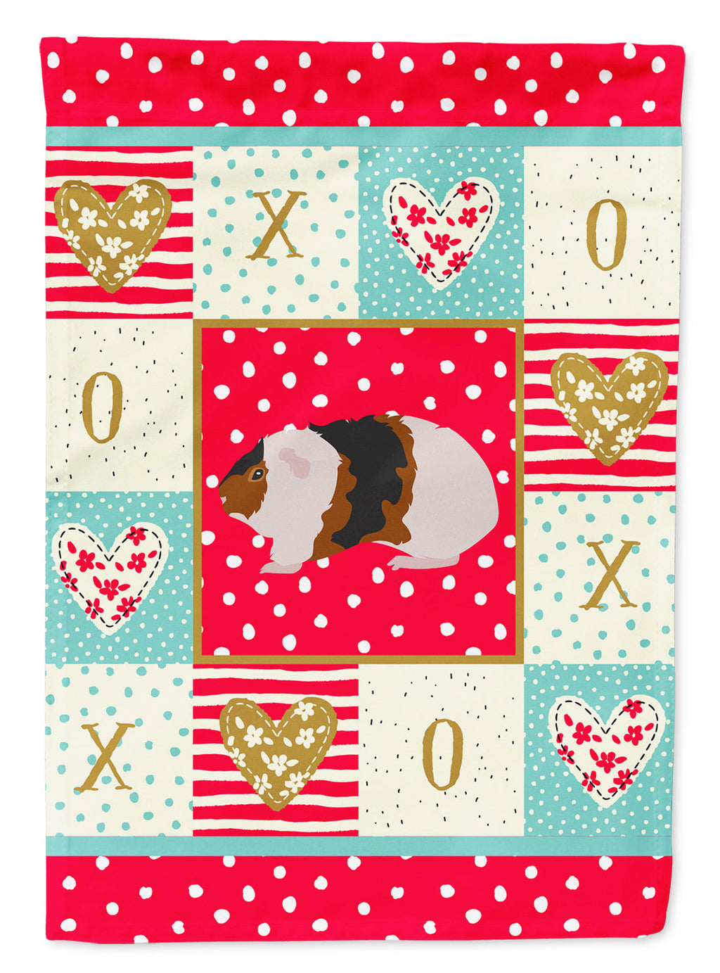 Teddy Guinea Pig Love House Flag 28x40 Porch Sleeve Pole Decorative Outside Yard Banner Artwork Wall Hanging, Polyester