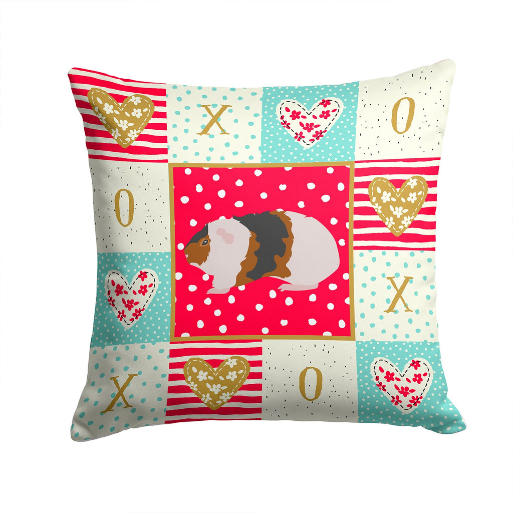 Teddy Guinea Pig Love Decorative Throw Pillow 14x14 Indoor Outdoor Accent Cushion, Fabric Cover with Insert for Sofa, Bed, Porch & Living Room