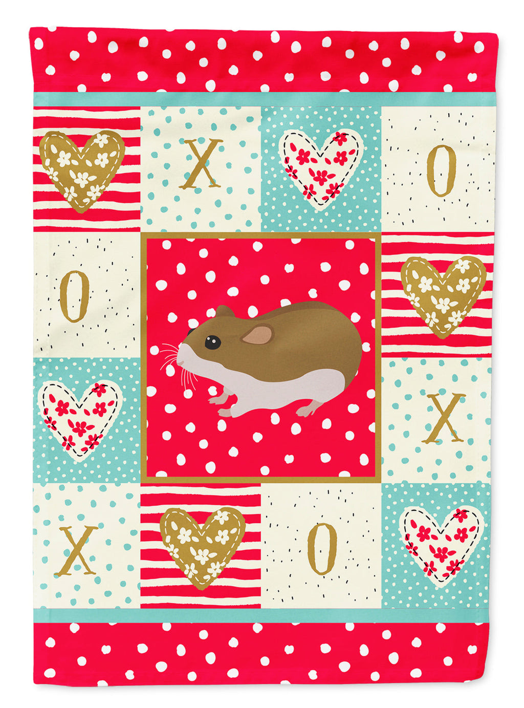 Chinese Hamster Love House Flag 28x40 Porch Sleeve Pole Decorative Outside Yard Banner Artwork Wall Hanging, Polyester