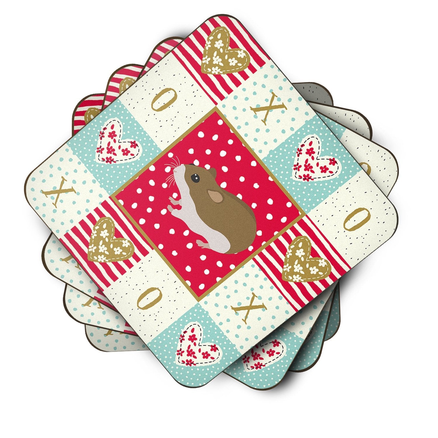 Chinese Hamster Love Foam Coasters Set of 4 Cup Coasters for Indoor Outdoor, Tabletop Protection, Anti Slip, Mouse pad Material