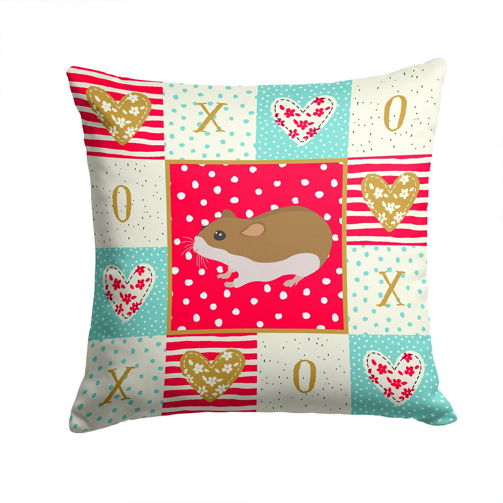 Chinese Hamster Love Decorative Throw Pillow 14x14 Indoor Outdoor Accent Cushion, Fabric Cover with Insert for Sofa, Bed, Porch & Living Room