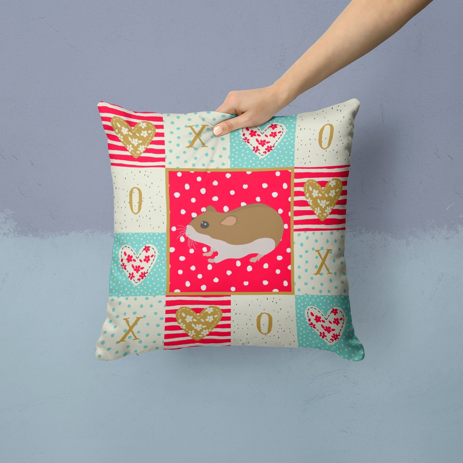 Chinese Hamster Love Decorative Throw Pillow 14x14 Indoor Outdoor Accent Cushion, Fabric Cover with Insert for Sofa, Bed, Porch & Living Room