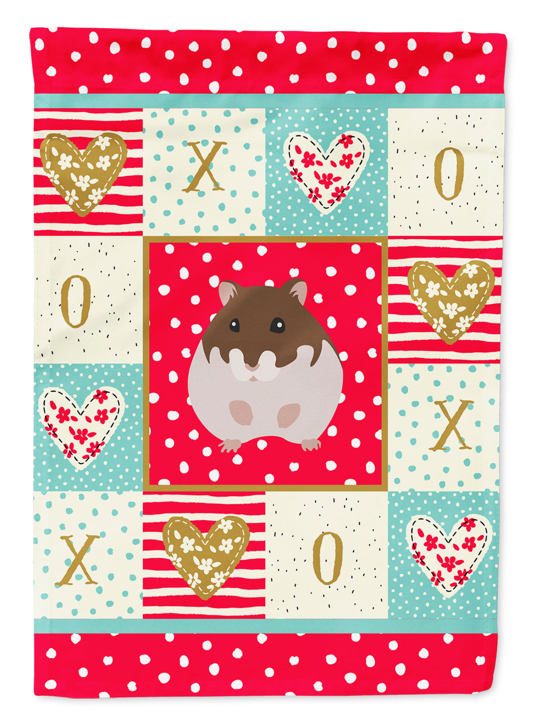 Dzungarian Hamster Love House Flag 28x40 Porch Sleeve Pole Decorative Outside Yard Banner Artwork Wall Hanging, Polyester