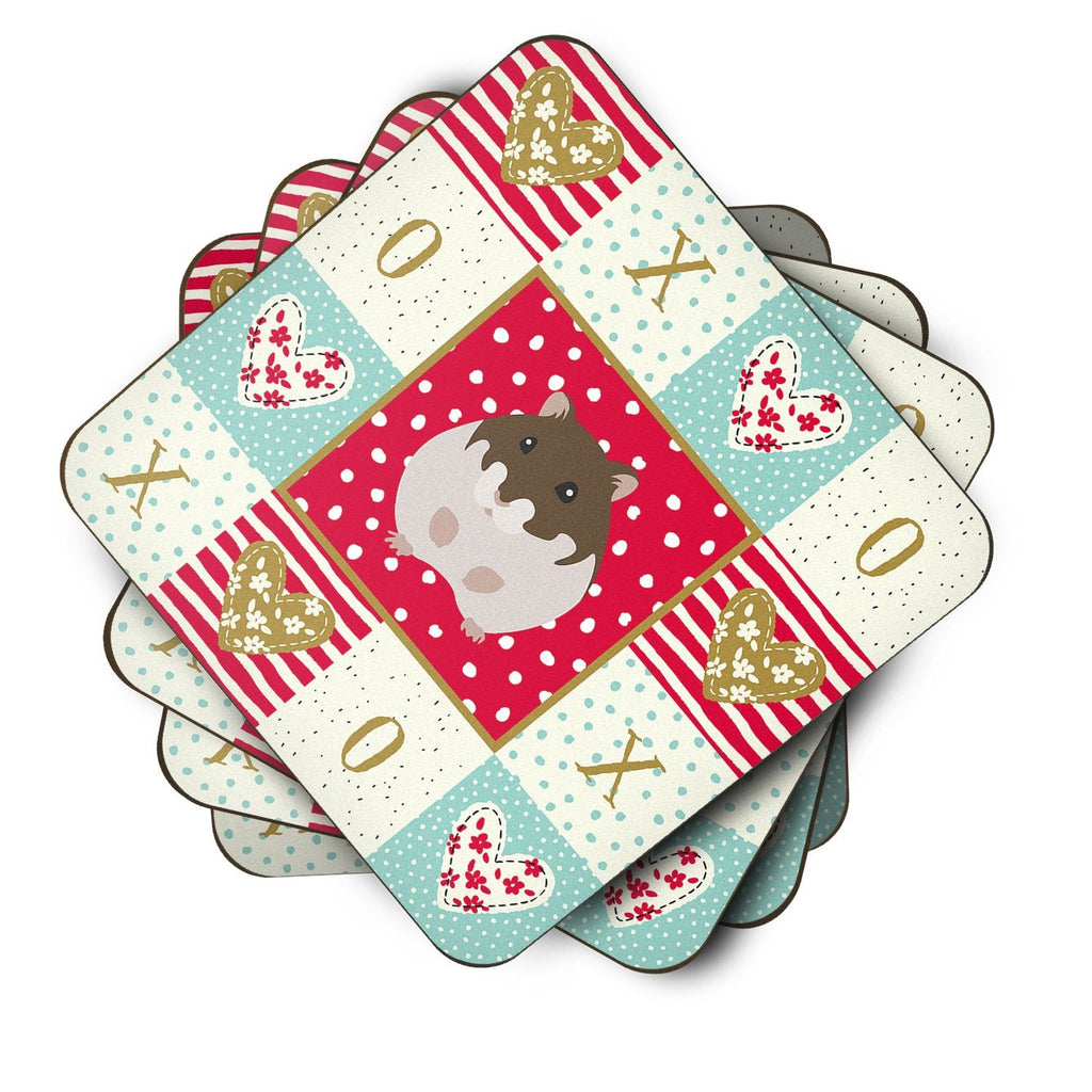 Dzungarian Hamster Love Foam Coasters Set of 4 Cup Coasters for Indoor Outdoor, Tabletop Protection, Anti Slip, Mouse pad Material