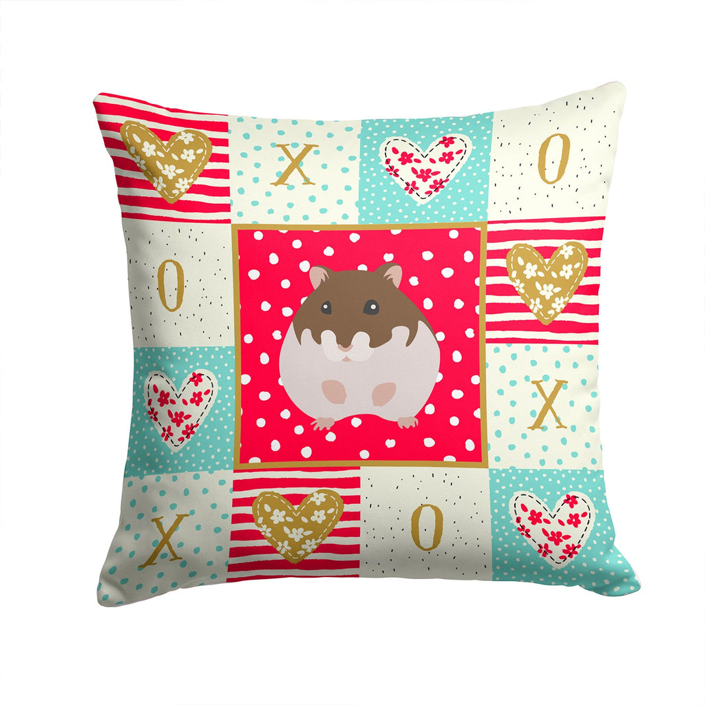 Dzungarian Hamster Love Decorative Throw Pillow 14x14 Indoor Outdoor Accent Cushion, Fabric Cover with Insert for Sofa, Bed, Porch & Living Room